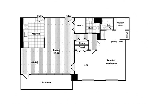 1 Bed + Den, 1.5 Bath 1288 SF A18G